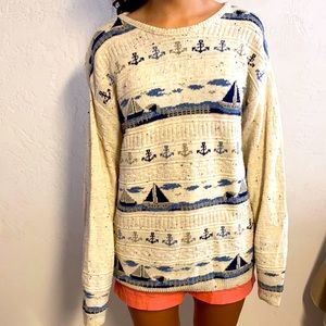 Northern Reflections Cream Boat/Anchor Sweater